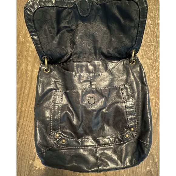 Vintage Fossil Boho Black Shoulder Bag Y2k Biker Hippie Pockets Key Tag Stitch - Picture 11 of 16